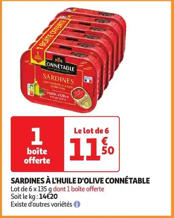 Auchan SARDINES À L'HUILE D'OLIVE CONNÉTABLE offre