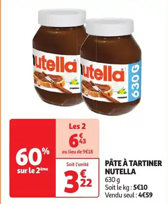 Auchan PÂTE À TARTINER NUTELLA offre