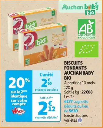 Auchan BISCUITS FONDANTS AUCHAN BABY BIO offre