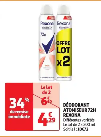 Auchan DÉODORANT ATOMISEUR 72H REXONA offre