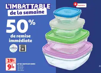 Auchan LOT DE 4 BOITES EN VERRES offre