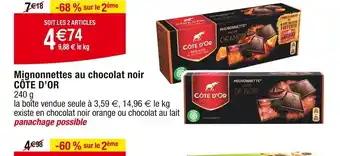 Cora x Carrefour Mignonnettes au chocolat noir CÔTE D'OR offre