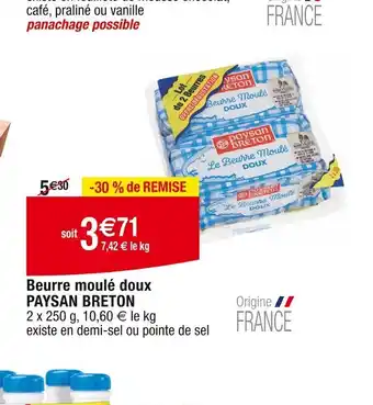 Cora x Carrefour Beurre moulé doux PAYSAN BRETON offre