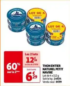 Auchan Petit navire - thon au naturel offre