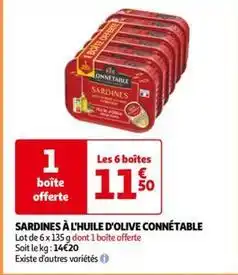 Auchan Connetable - sardines à l'huile d'olive offre
