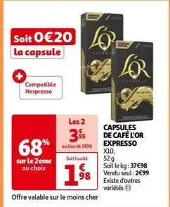 Auchan L'or espresso - capsules de café offre