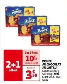 Auchan Lu - prince au chocolat au lait offre