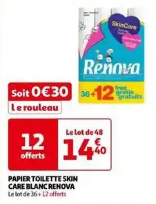 Auchan Renova - papier toilette skin care blanc offre