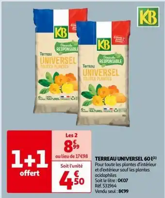 Auchan Kb - terreau universel 60l offre