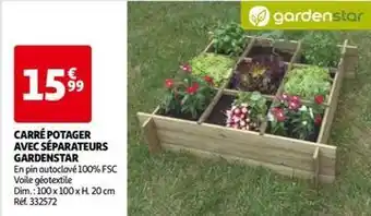 Auchan Gardenstar - carre potager avec separteurs offre