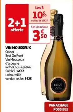 Auchan Cruset brut ou rosé vin mousseux d'espagne - vin mousseux offre