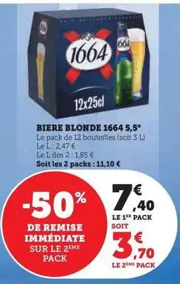 Super U 1664 - bière blonde offre