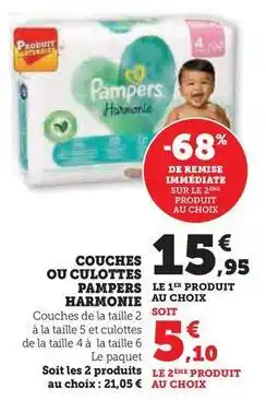 Super U Pampers - couches ou culottes harmonie offre