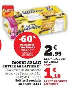 Hyper U La laitière - yaourt au lait entier offre