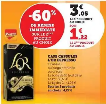 Hyper U L'or espresso - cafe capsules offre