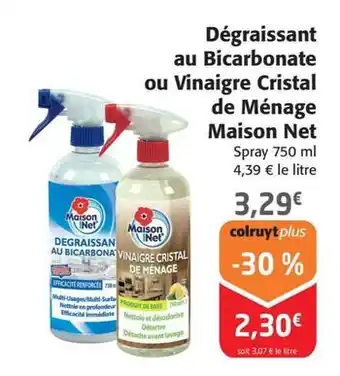 Colruyt Maison net - dégraissant au bicarbonate ou vinaigre cristal de ménage offre