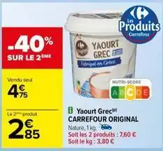 Carrefour Drive Carrefour - yaourt grec original offre
