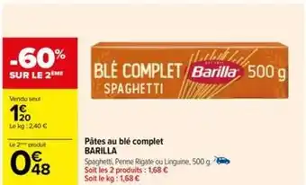 Carrefour Drive Barilla - pâtes au blé complet offre