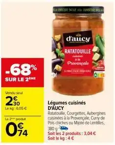 Carrefour Drive D'aucy - légumes cuisinés offre