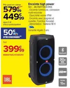Carrefour Drive Jbl - enceinte high power réf. : partybox310e offre