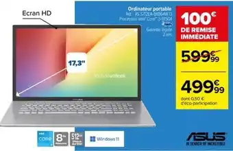 Carrefour Drive Asus - ordinateur portable réf.: as s712ea-bx864w 13 offre
