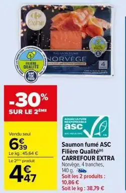 Carrefour Drive Carrefour - saumon fumé asc filière qualité extra offre