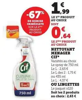 Hyper U Cif - nettoyant menager offre