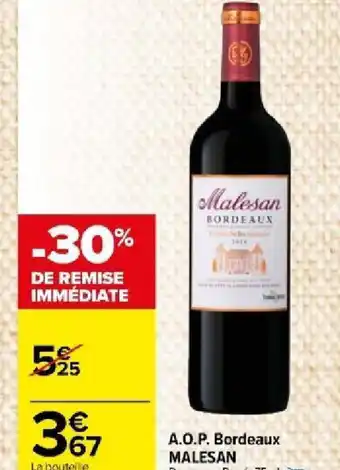 Carrefour Market A.O.P. Bordeaux MALESAN offre