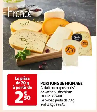 Auchan Supermarché PORTIONS DE FROMAGE offre