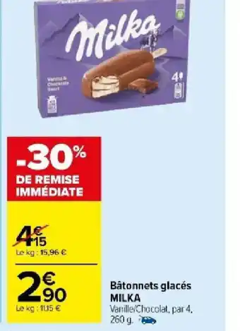 Carrefour Market Bâtonnets glacés MILKA offre