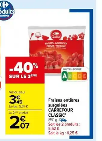 Carrefour Market Fraises entières surgelées CARREFOUR CLASSIC offre