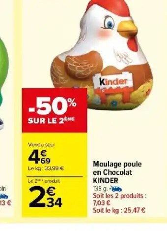 Carrefour Market Moulage poule en Chocolat KINDER offre