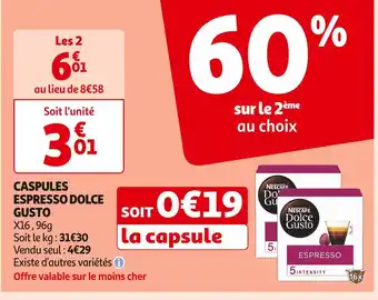 Auchan Supermarché NESCAFE CASPULES ESPRESSO DOLCE GUSTO offre