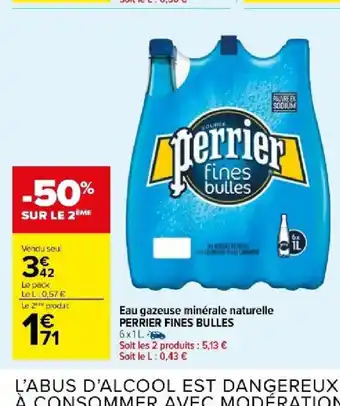 Carrefour Market Eau gazeuse minérale naturelle PERRIER FINES BULLES offre