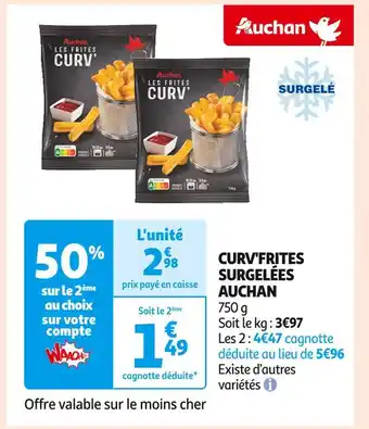 Auchan Supermarché AUCHAN CURV'FRITES SURGELÉES offre