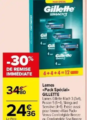 Carrefour Market Lames Pack Spécial GILLETTE offre