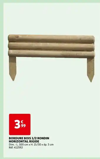 BORDURE BOIS 1/2 RONDIN HORIZONTAL RIGIDE
