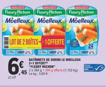 E.Leclerc BATÔNNETS DE SURIMI LE MOELLEUX 2+1 OFFERT(4) offre