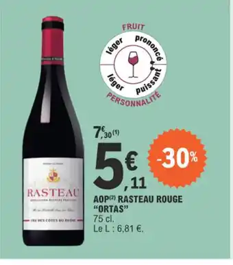 E.Leclerc AOP(2) RASTEAU ROUGE ORTAS offre