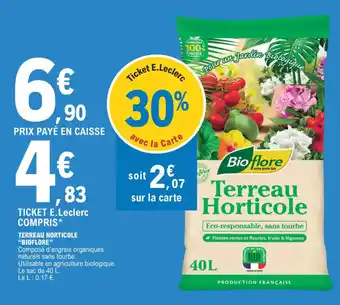 E.Leclerc TERREAU HORTICOLE "BIOFLORE" offre