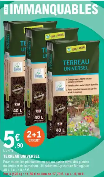 E.Leclerc Jardi TERREAU UNIVERSEL offre