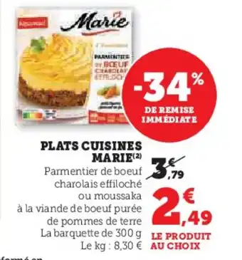 Super U PLATS CUISINES MARIE (2) offre