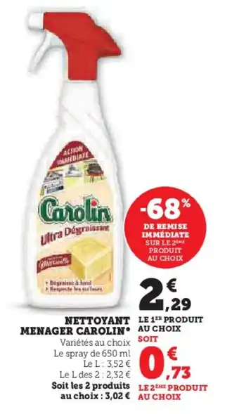 Super U NETTOYANT MENAGER CAROLIN offre