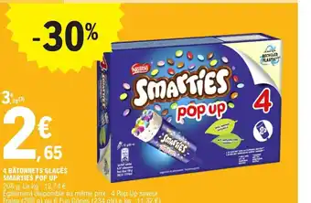 E.Leclerc 4 BÂTONNETS GLACÉS SMARTIES POP UP offre