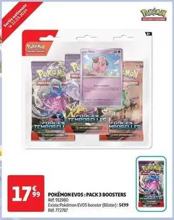 Auchan Pokemon - evo5:pack 3 boosters offre