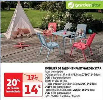 Auchan Gardenstar - mobilier de jardin enfant offre