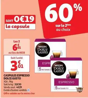 Auchan Nescafé - caspules espresso dolce gusto offre