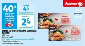 Auchan Auchan - crêpes jambon emmental surgelées offre