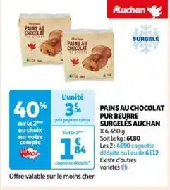 Auchan Auchan - pains au chocolat pur beurre surgelés offre