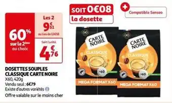 Auchan Carte noire - dosettes souples classique offre